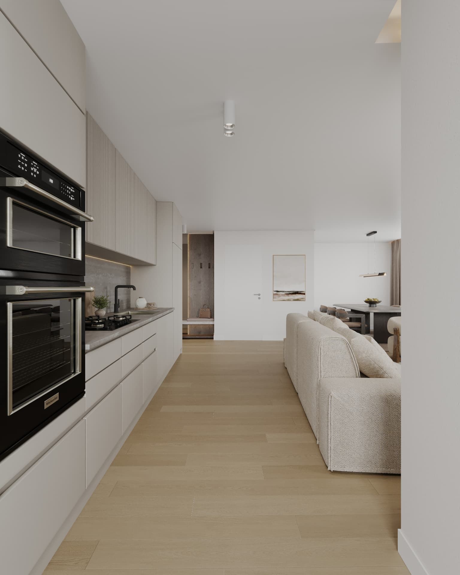 Sala em open space com cozinha integrada